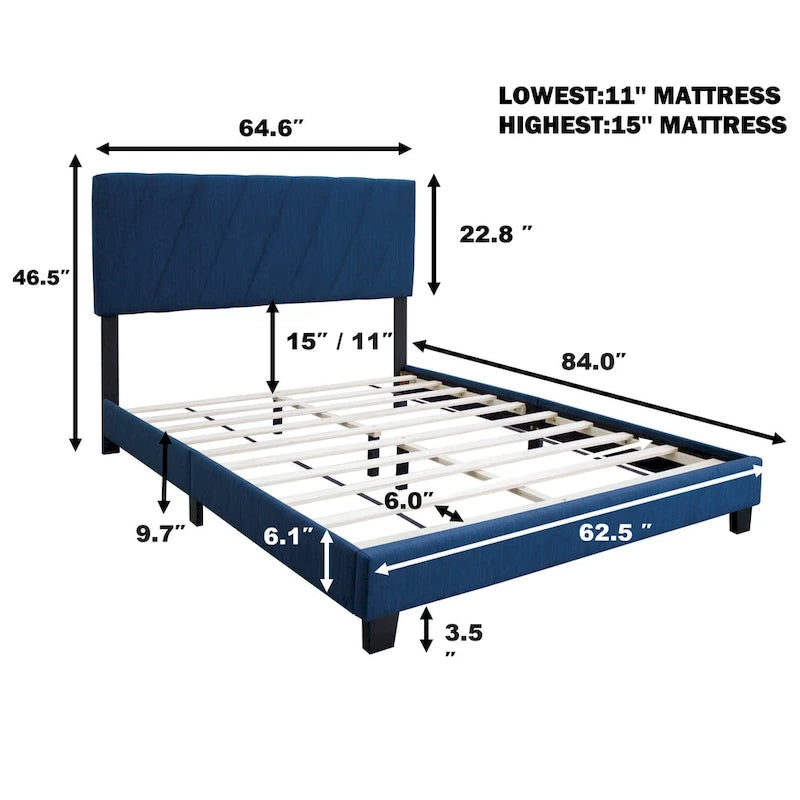 Letto imbottito moderno regolabile queen-size
