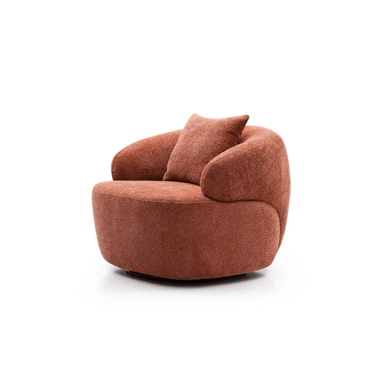 Poltrona a botte girevole a 360° rivestita in tessuto moderna arancione 34.6 con struttura in legno massello