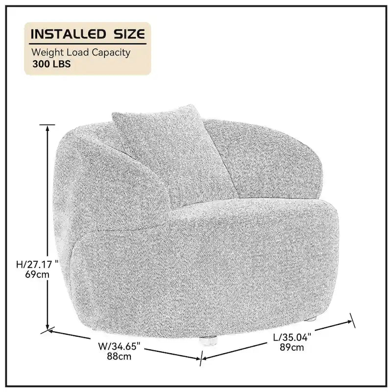 Poltrona a botte girevole a 360° rivestita in tessuto moderna arancione 34.6 con struttura in legno massello