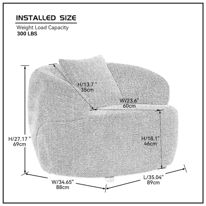 Poltrona a botte girevole a 360° rivestita in tessuto moderna arancione 34.6 con struttura in legno massello