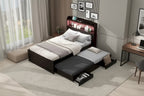 Twin XL Platform Bed with LED Headboard & Drawers