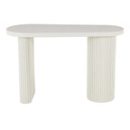 Tavolo consolle ovale fatto a mano in metallo con gambe scanalate - Bianco - Roche River Decor