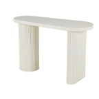 Tavolo consolle ovale fatto a mano in metallo con gambe scanalate - Bianco - Roche River Decor