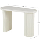 Tavolo consolle ovale fatto a mano in metallo con gambe scanalate - Bianco - Roche River Decor