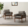 Poltrona da salotto Tiago Comfy Glossy con base in legno massello, set da 2