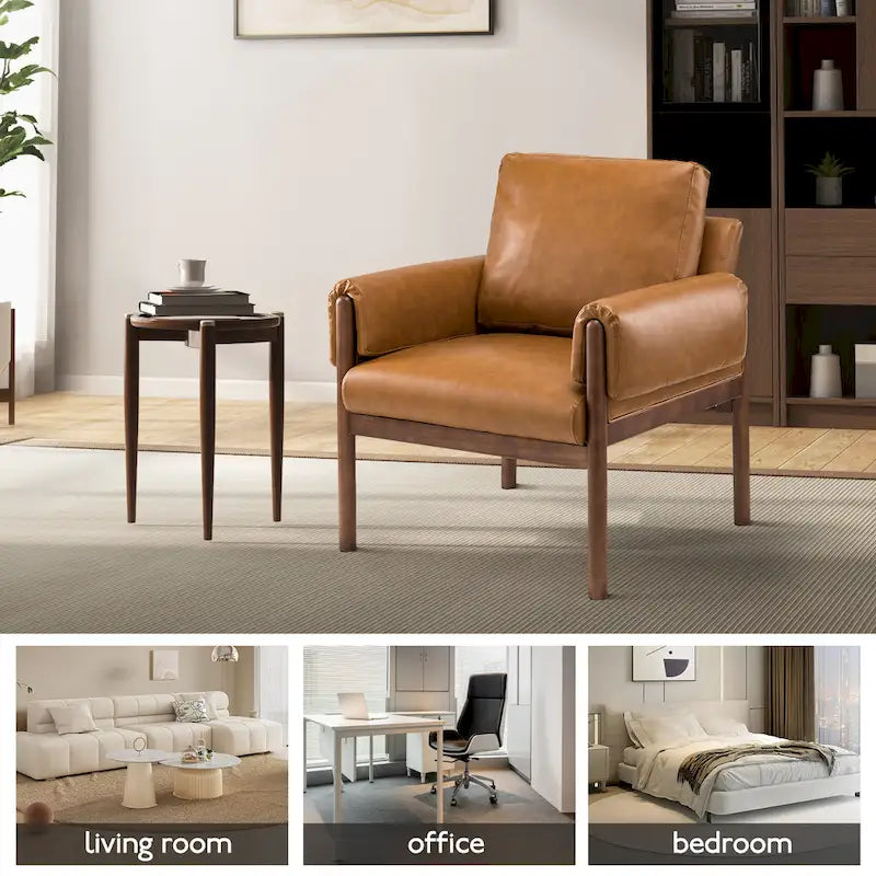 Poltrona da salotto Tiago Comfy Glossy con base in legno massello, set da 2