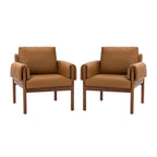Poltrona da salotto Tiago Comfy Glossy con base in legno massello, set da 2