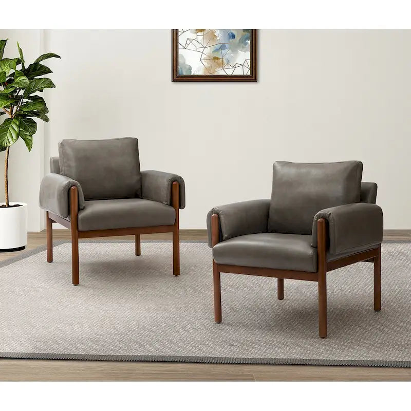 Poltrona da salotto Tiago Comfy Glossy con base in legno massello, set da 2