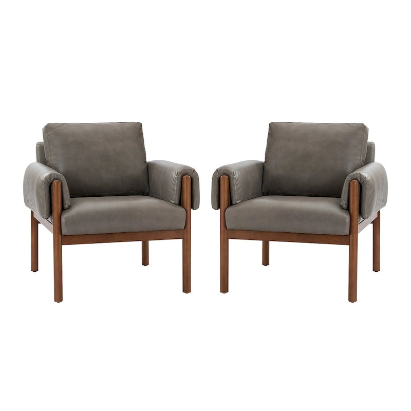 Poltrona da salotto Tiago Comfy Glossy con base in legno massello, set da 2
