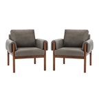 Poltrona da salotto Tiago Comfy Glossy con base in legno massello, set da 2