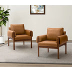 Poltrona da salotto Tiago Comfy Glossy con base in legno massello, set da 2