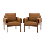 Poltrona da salotto Tiago Comfy Glossy con base in legno massello, set da 2