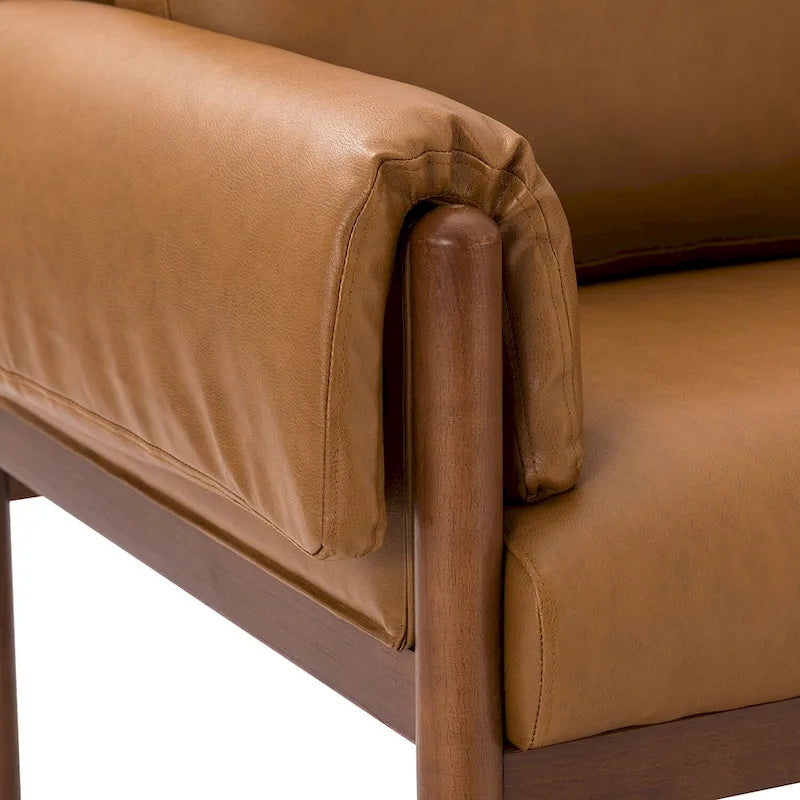 Poltrona da salotto Tiago Comfy Glossy con base in legno massello, set da 2
