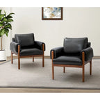 Poltrona da salotto Tiago Comfy Glossy con base in legno massello, set da 2