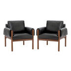 Poltrona da salotto Tiago Comfy Glossy con base in legno massello, set da 2