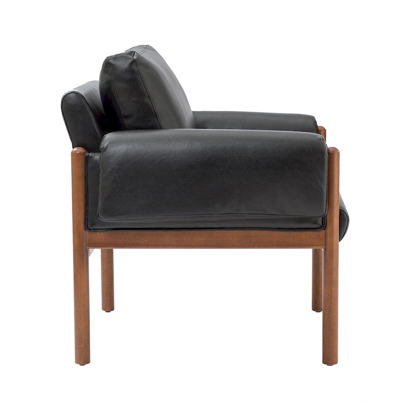 Poltrona da salotto Tiago Comfy Glossy con base in legno massello, set da 2