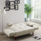 Divano letto multifunzionale con 2 cuscini in tessuto beige