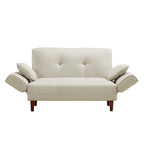 Divano letto multifunzionale con 2 cuscini in tessuto beige