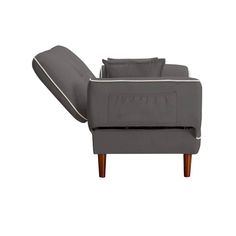 Divano letto multifunzionale con 2 cuscini in tessuto beige