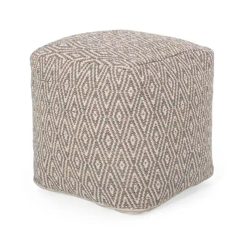 Pouf a cubo in cotone Boven, realizzato a mano, di Christopher Knight Home