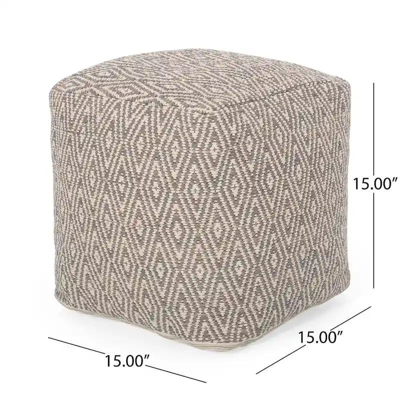 Pouf a cubo in cotone Boven, realizzato a mano, di Christopher Knight Home