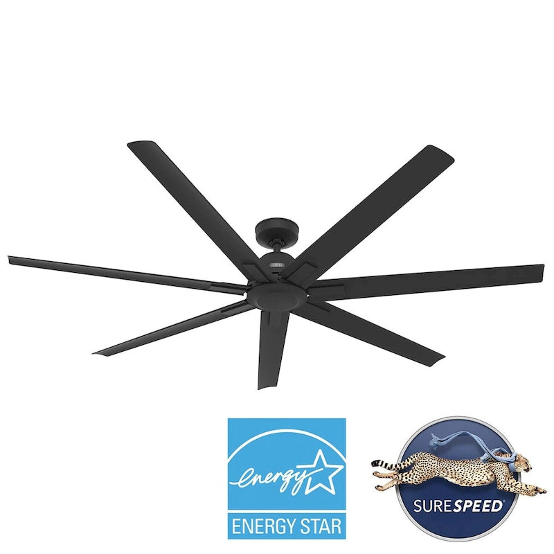 Ventilatore da soffitto per esterni a mulino a vento Downtown da 72" e controllo a parete - Adatto ad ambienti umidi - Industriale, moderno - ENERGY STAR!