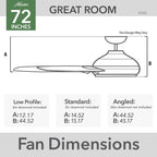 Ventilatore da soffitto per esterni a mulino a vento Downtown da 72" e controllo a parete - Adatto ad ambienti umidi - Industriale, moderno - ENERGY STAR!