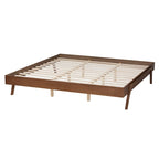 Struttura letto Sarita Mid-Century Modern in legno di frassino con finitura noce