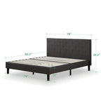 Letto a piattaforma imbottito in grigio scuro con cuciture a diamante