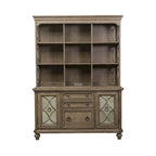 Credenza con Sopralzo Semplicemente Elegante nei Toni del Bianco, Marrone e Tortora Melange