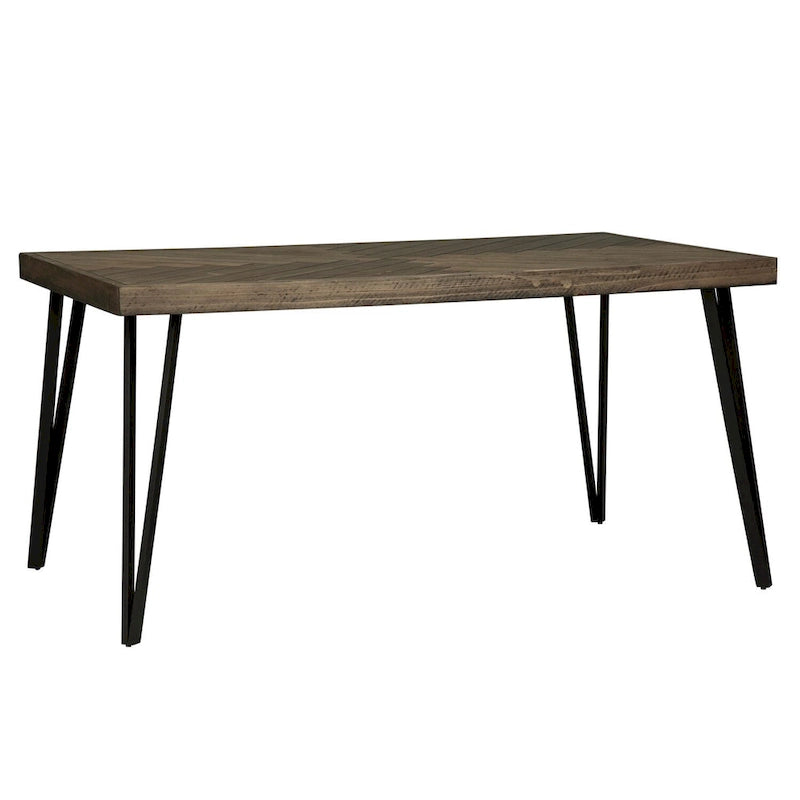 Tavolo rettangolare con gambe in legno, motivo Rustic Caramel di Horizons con lavorazione Sawmark Distressing – Grigio