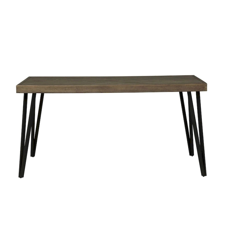 Tavolo rettangolare con gambe in legno, motivo Rustic Caramel di Horizons con lavorazione Sawmark Distressing – Grigio