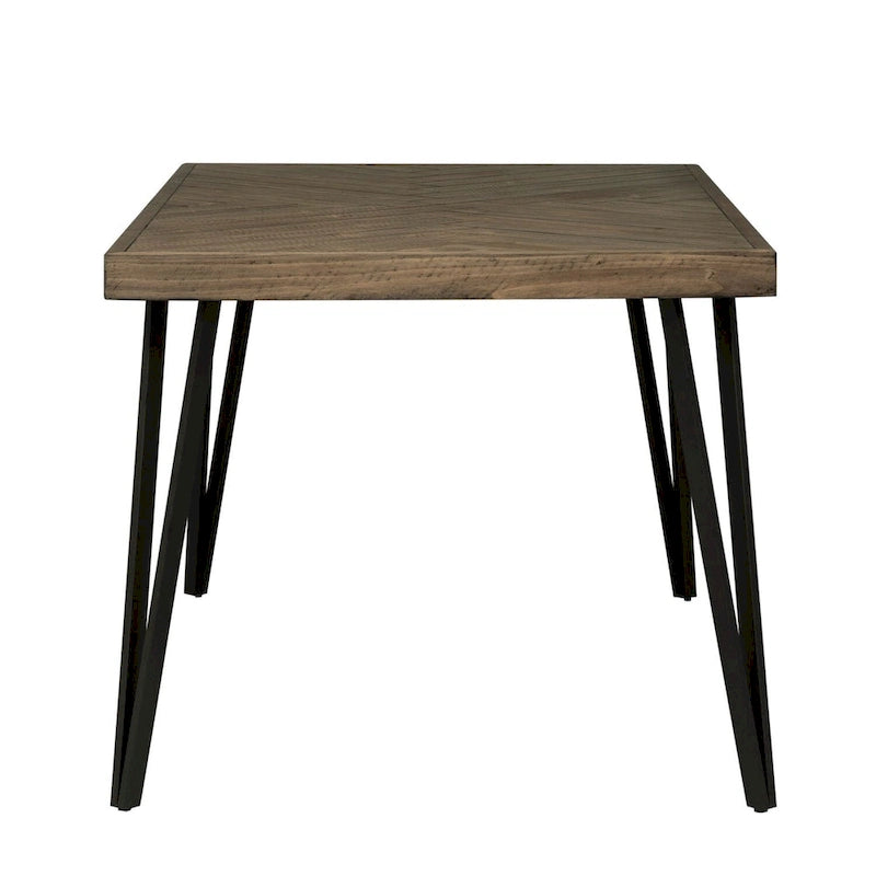 Tavolo rettangolare con gambe in legno, motivo Rustic Caramel di Horizons con lavorazione Sawmark Distressing – Grigio