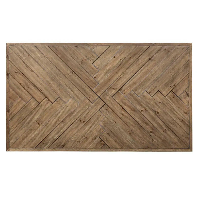 Tavolo rettangolare con gambe in legno, motivo Rustic Caramel di Horizons con lavorazione Sawmark Distressing – Grigio