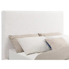 Letto King Size Ole, Testiera imbottita, Base a zoccolo dorata, Avorio