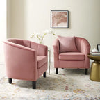 Poltrona Silver Orchid Streitmann in Velluto Trapuntato a Canali (Set di 2)