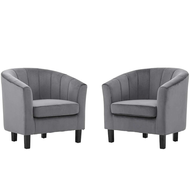 Poltrona Silver Orchid Streitmann in Velluto Trapuntato a Canali (Set di 2)