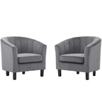 Poltrona Silver Orchid Streitmann in Velluto Trapuntato a Canali (Set di 2)