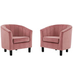 Poltrona Silver Orchid Streitmann in Velluto Trapuntato a Canali (Set di 2)