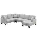 Divano componibile moderno in velluto oversize 89*89, grande, a L, imbottito per interni con doppi cuscini, grigio