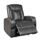 Poltrona reclinabile Emily da 38 pollici, portabicchieri rinfrescante, LED, pelle PU grigia