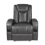 Poltrona reclinabile Emily da 38 pollici, portabicchieri rinfrescante, LED, pelle PU grigia