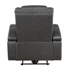 Poltrona reclinabile Emily da 38 pollici, portabicchieri rinfrescante, LED, pelle PU grigia