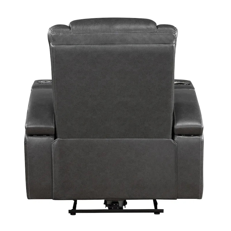 Poltrona reclinabile Emily da 38 pollici, portabicchieri rinfrescante, LED, pelle PU grigia