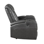 Poltrona reclinabile Emily da 38 pollici, portabicchieri rinfrescante, LED, pelle PU grigia